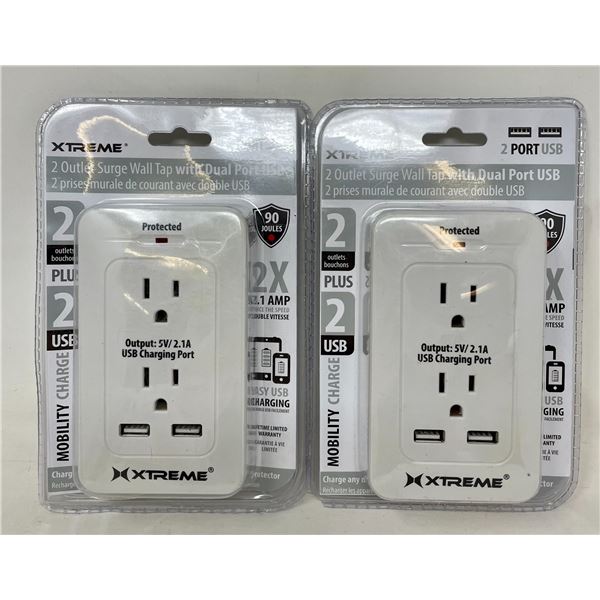 Xtreme Outlet Surge Wall Tap with Dual Port USB