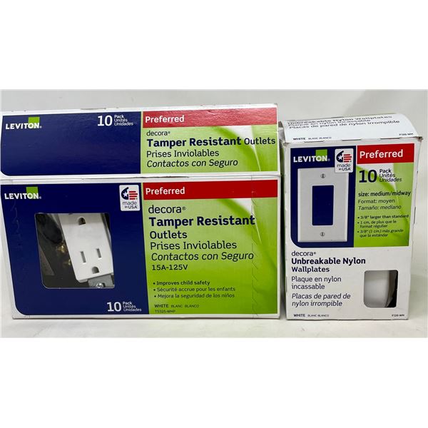 Leviton Tamper Resistant Outlets, & Leviton Unbreakable Nylon Wall Plates