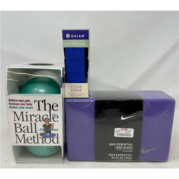 The Miracle Ball Method, Nike Essential Yoga Block, Yoga Strap