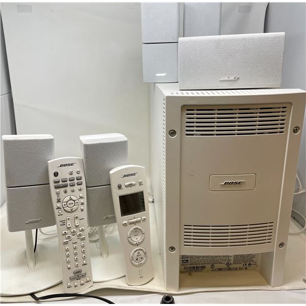 Bose Speakers x 5 and Tower with 2 Remotes