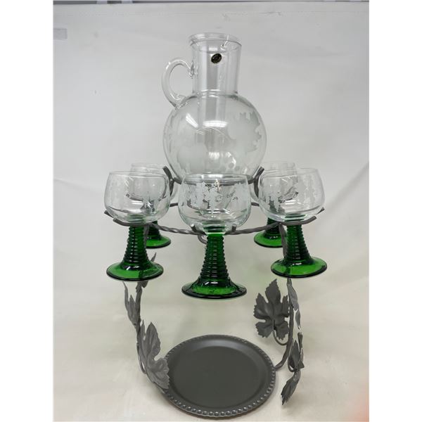 Vintage Wine Aerator Decanter on Stand with 6 Glasses (Made in Austria)