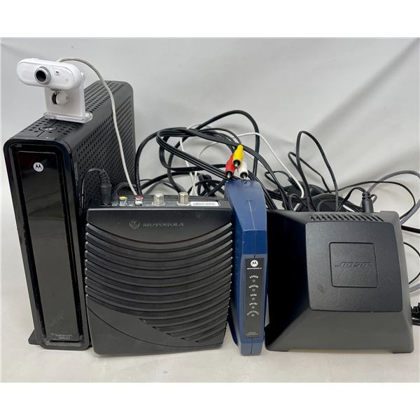 3 Motorolla Set-Topbox and 1 Bose Set-Topbox, & 1 Webcam