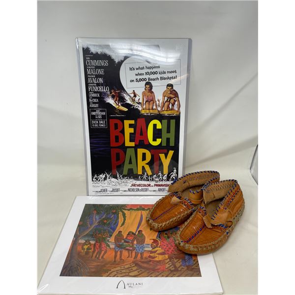 Beach Party Poster, Disney Vacations Club Picture "Aulani" & Moccasins