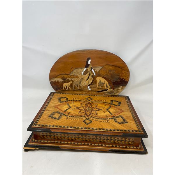 Wooden Box (broken foot) & Wooden Picture