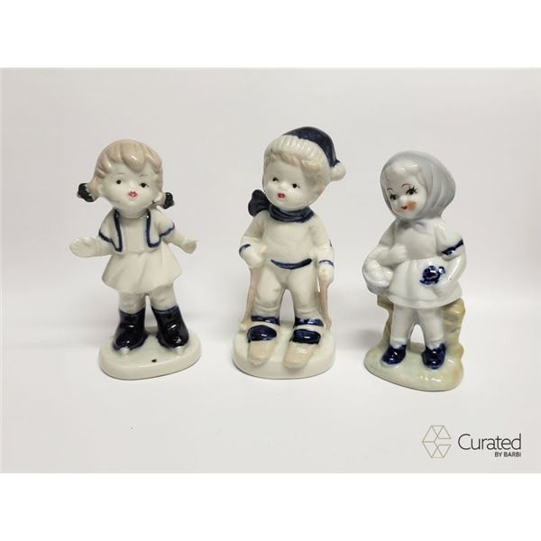 Vintage Porcelain Blue/White Girls & Boy (3)