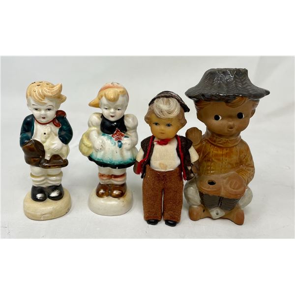 Mini Boy Doll, 2 Boy & Girl Salt & Pepper Shakers, & Boy with Drums