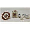 Image 1 : Miniature Victorian Couch, Stool, Chair set & a Plate