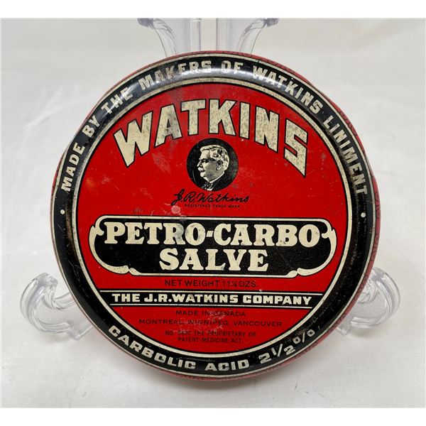 Watkins Petro-Carbo Salve Tin 4.5"D