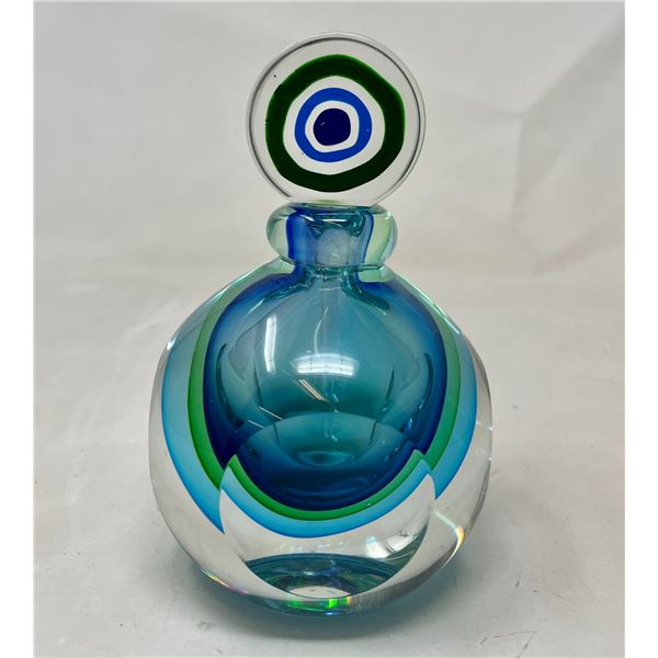 Blue Murano Art Glass Vintage Perfume Bottle 6"H