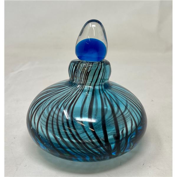 Murano Art Glass Blue & Black Vintage Perfume Bottle