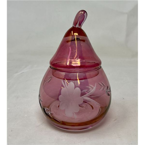 Pink Pear with Lid 6"H