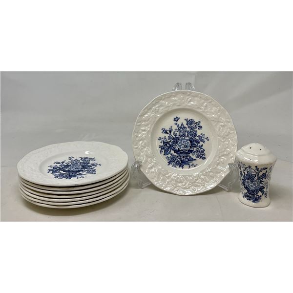 Mason's Ascot on Oak  Small Plate x 8 & 1 Salt Shaker