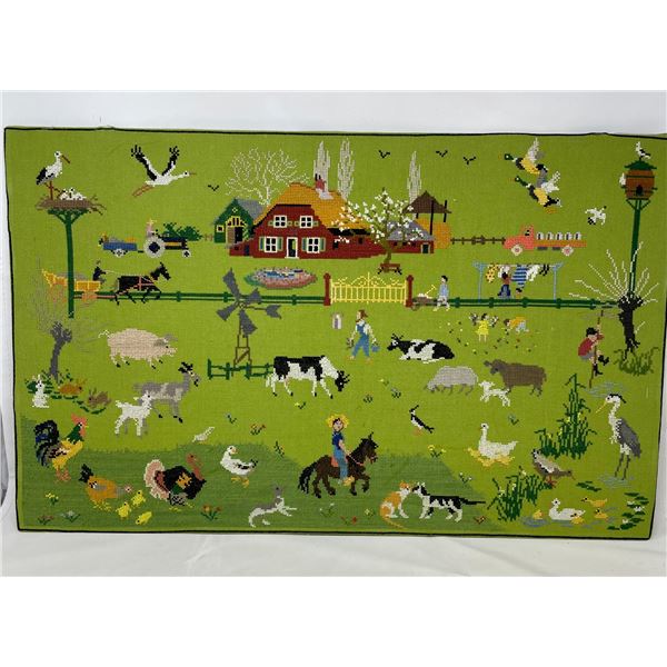 Needle Point Farm Scene 16x26"