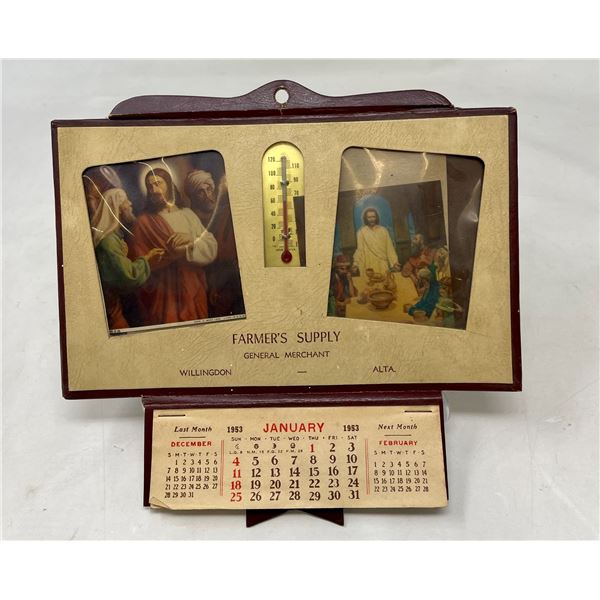 Vintage Calendar Thermometer Jesus