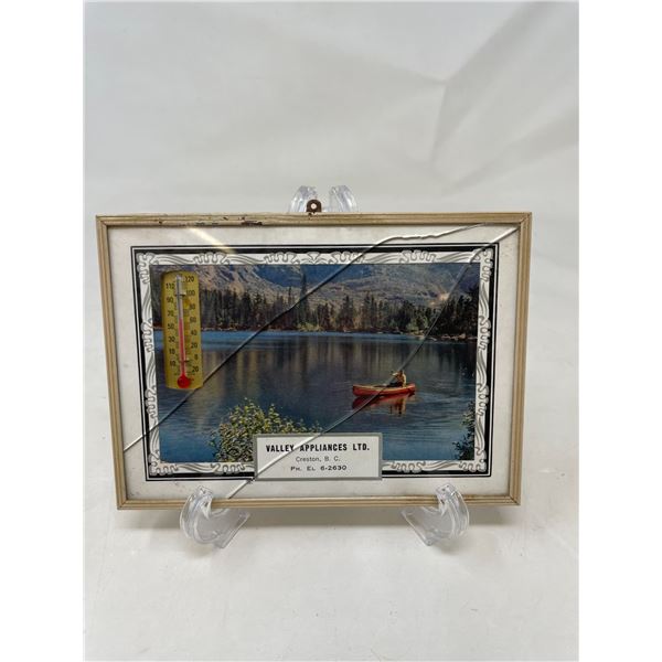 Vintage Calendar Thermometer Valley Appliance (cracks in frame)