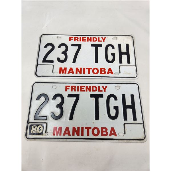 Pair of 1980 Manitoba License Plates