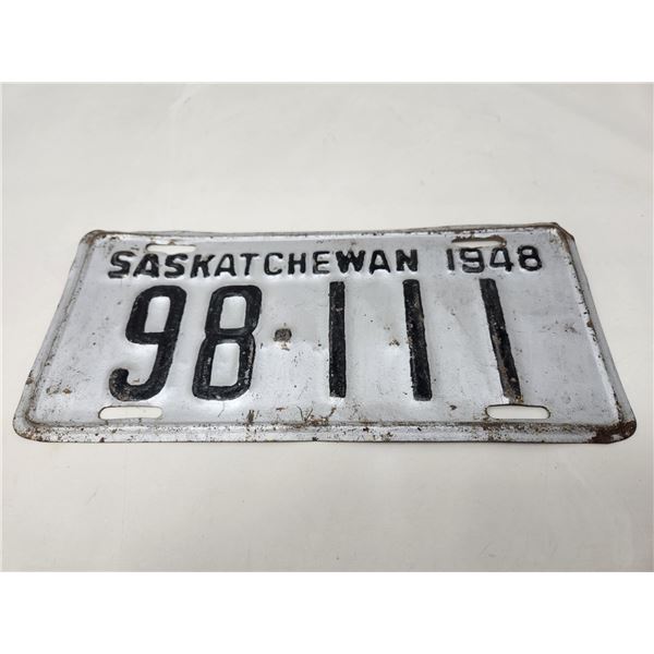 1948 Saskatchewan License Plate