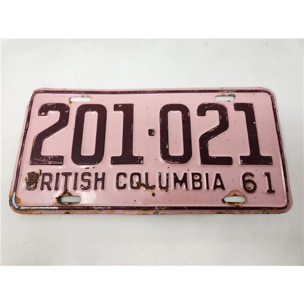 1961 British Columbia License Plate