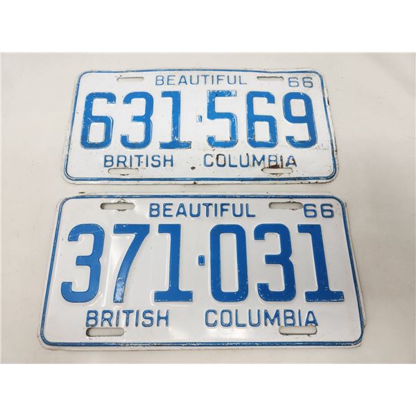 2 1966 British Columbia License Plates