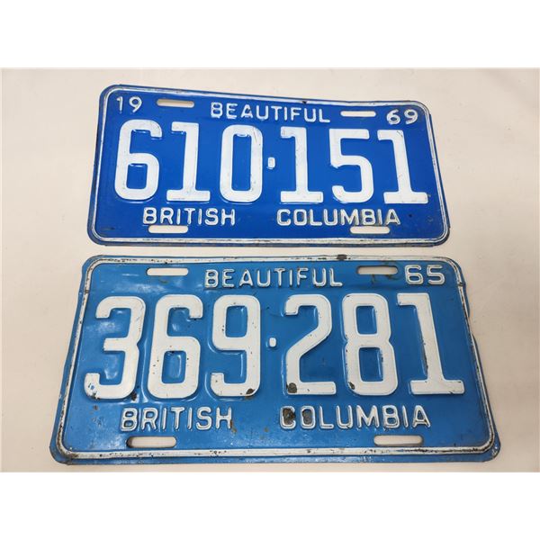 1965 & 1969 British Columbia License Plates