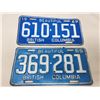 Image 1 : 1965 & 1969 British Columbia License Plates