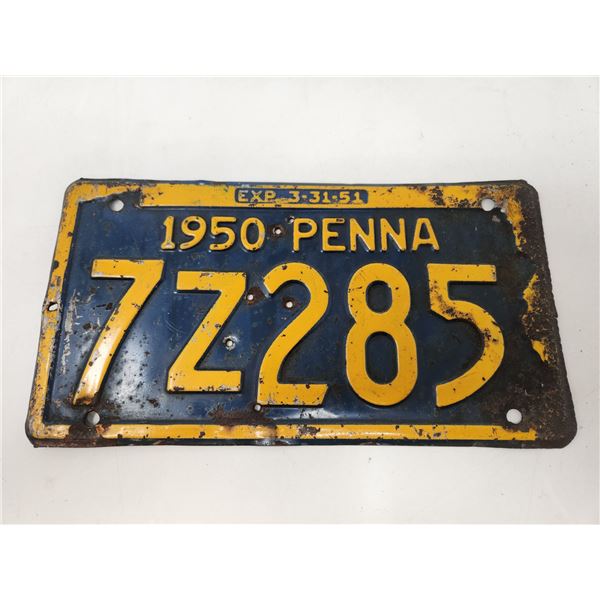 1950 Pennsylvania License Plate
