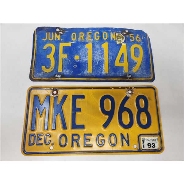1956 & 1993 Oregon License Plates