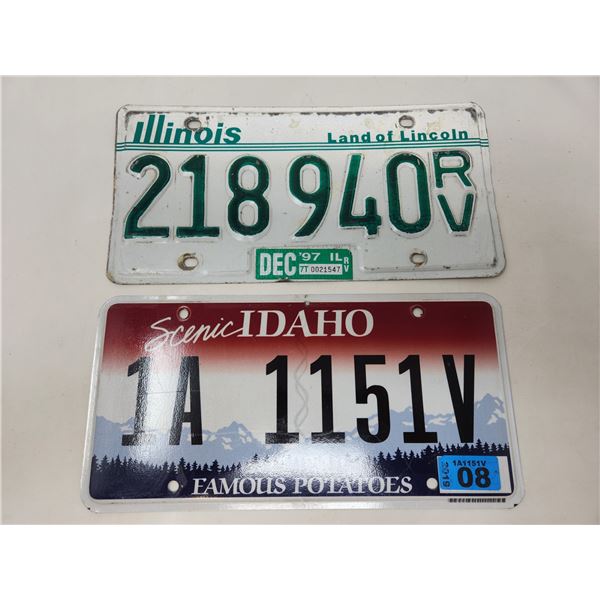 Illinois & Idaho License Plates