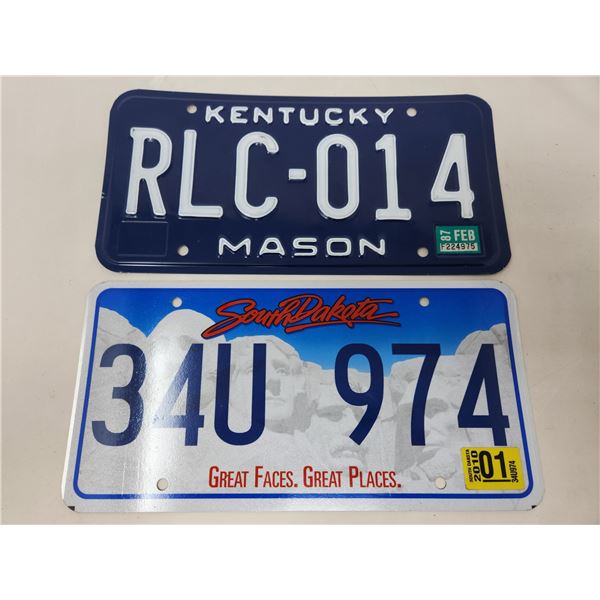 1987 Kentucky & 2010 South Dakota License Plates