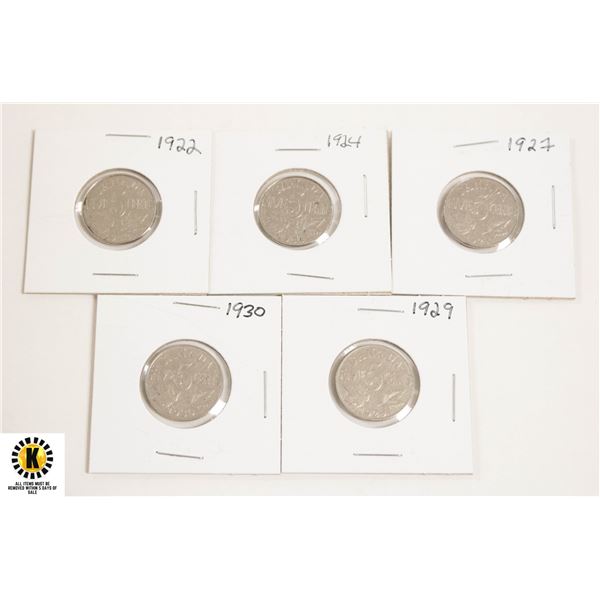 1922 - 1930 CANADIAN NICKEL LOT