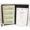 Image 2 : UNCUT SHEET OF US $2 BILLS WITH FOLDER