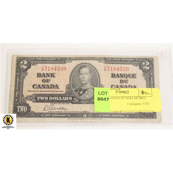 1937 CANADIAN $2 DOLLAR BILL