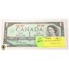 Image 1 : UNCIRCULATED 1967 CANADIAN $1 BILL