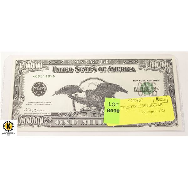 NOVELTY US 1 MILLION DOLLAR BILL novelty-us-1-million-dollar-bill