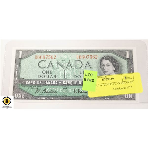 UNCIRCULATED 1954 CANADIAN $2 BILL