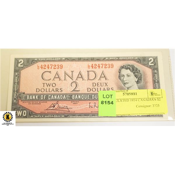 UNCIRCULATED 1954 CANADIAN $2 BILL