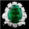Image 1 : 14K Gold 4.06ct Emerald & 1.45ctw Diamond Ring