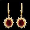 Image 1 : 14K Gold 5.46ct Ruby & 1.74ctw Diamond Earrings