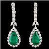 Image 1 : 18K Gold 4.41ctw Emerald & 1.66ctw Diamond Earring