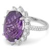Image 2 : 14K Gold 12.00ct Amethyst & 1.15ct Diamond Ring