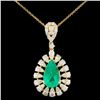 Image 1 : 18K Gold 2.06ct Emerald & 1.41ctw Diamond Pendant