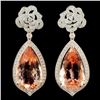 Image 1 : 18K Gold 16.88ctw Morganite & 1.30ctw Diamond Earr