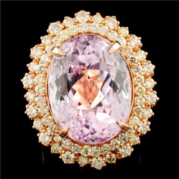 14K Gold 21.91ct Kunzite & 2.05ctw Diamond Ring