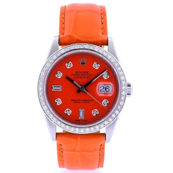 Rolex DateJust Diamond Race Orange 36MM Wristwatc