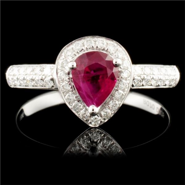 18K Gold 0.70ct Ruby & 0.25ctw Diamond Ring