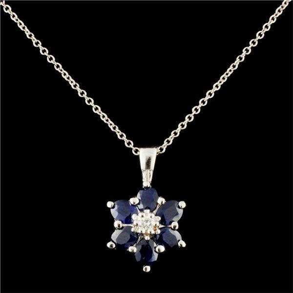 14K Gold 1.68ct Sapphire & 0.05ctw Diamond Pendant