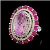 Image 2 : 18K Gold 10.25ct Kunzite & 0.72ct Diamond Ring