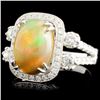 Image 2 : 14K Gold 3.18ct Opal & 1.08ctw Diamond Ring