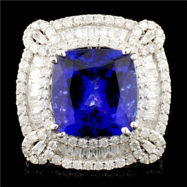 18K Gold 9.30ct Tanzanite & 3.13ctww Diamond Ring