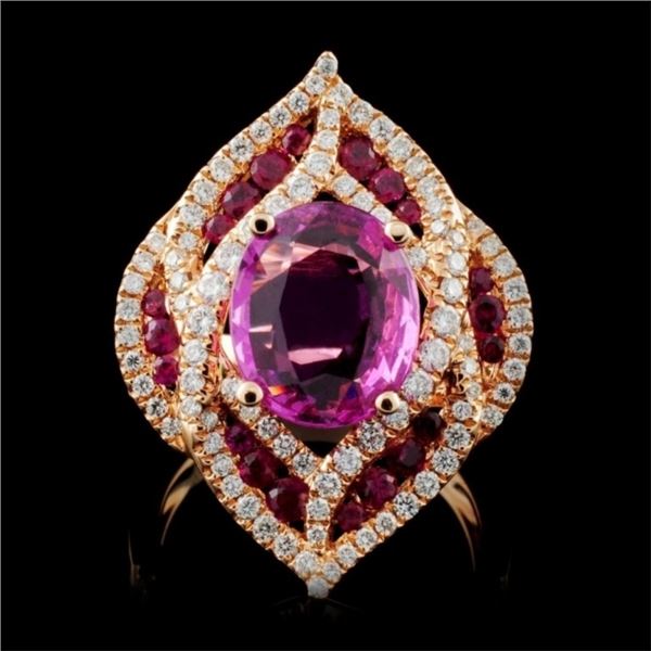 18K Rose Gold 3.00ct Sapphire & 0.82ct Diamond Rin